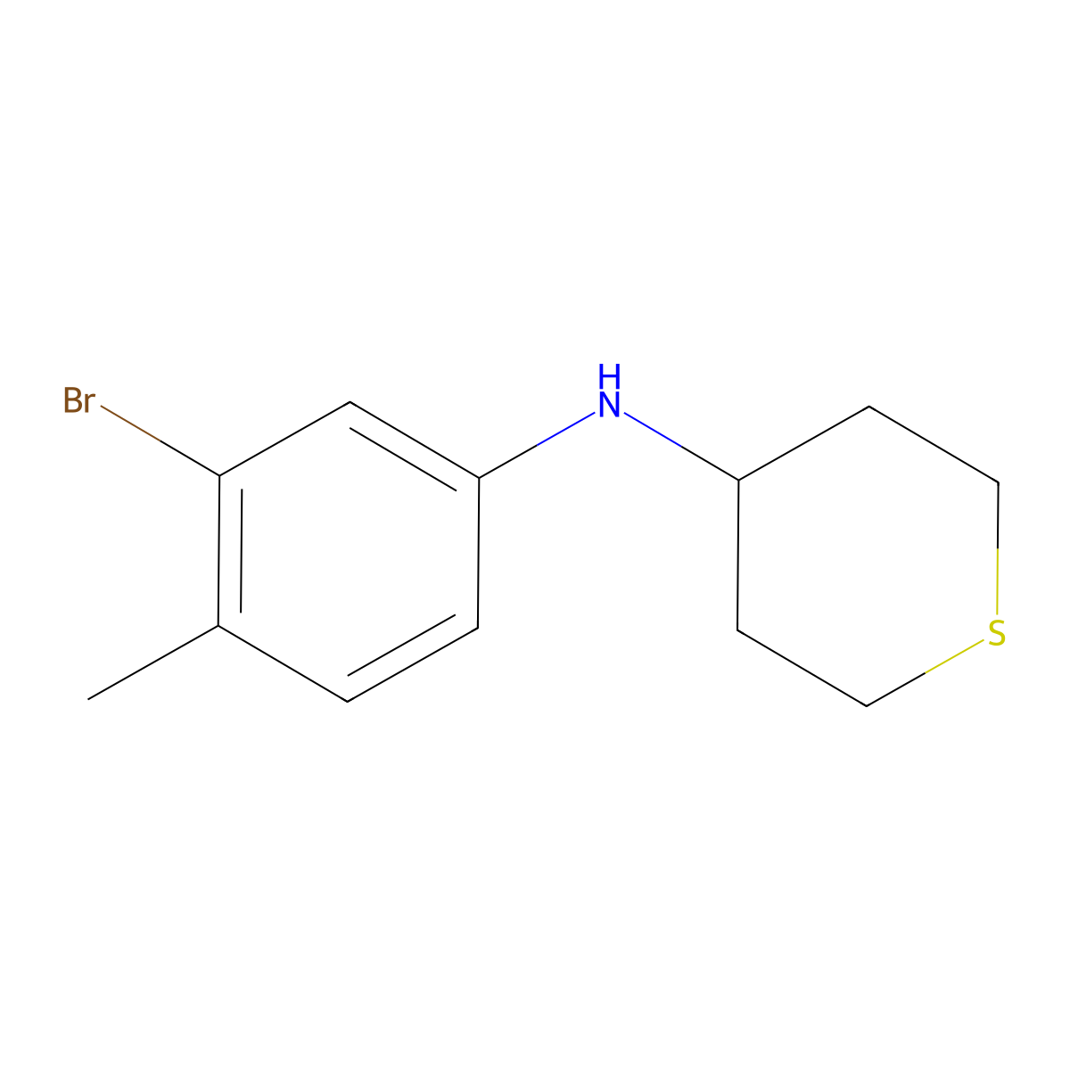 N-(3-bromo-4-methylphenyl)thian-4-amine molecular structure, CAS 1341599-54-9