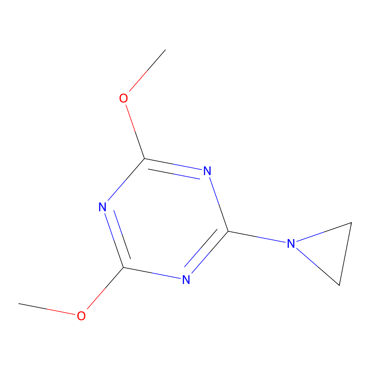 2-(Aziridin-1-yl)-4,6-dimethoxy-1,3,5-triazine molecular structure, CAS 13416-48-3