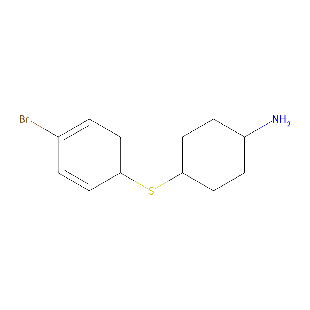 4-[(4-Bromophenyl)sulfanyl]cyclohexan-1-amine molecular structure, CAS 1341600-17-6
