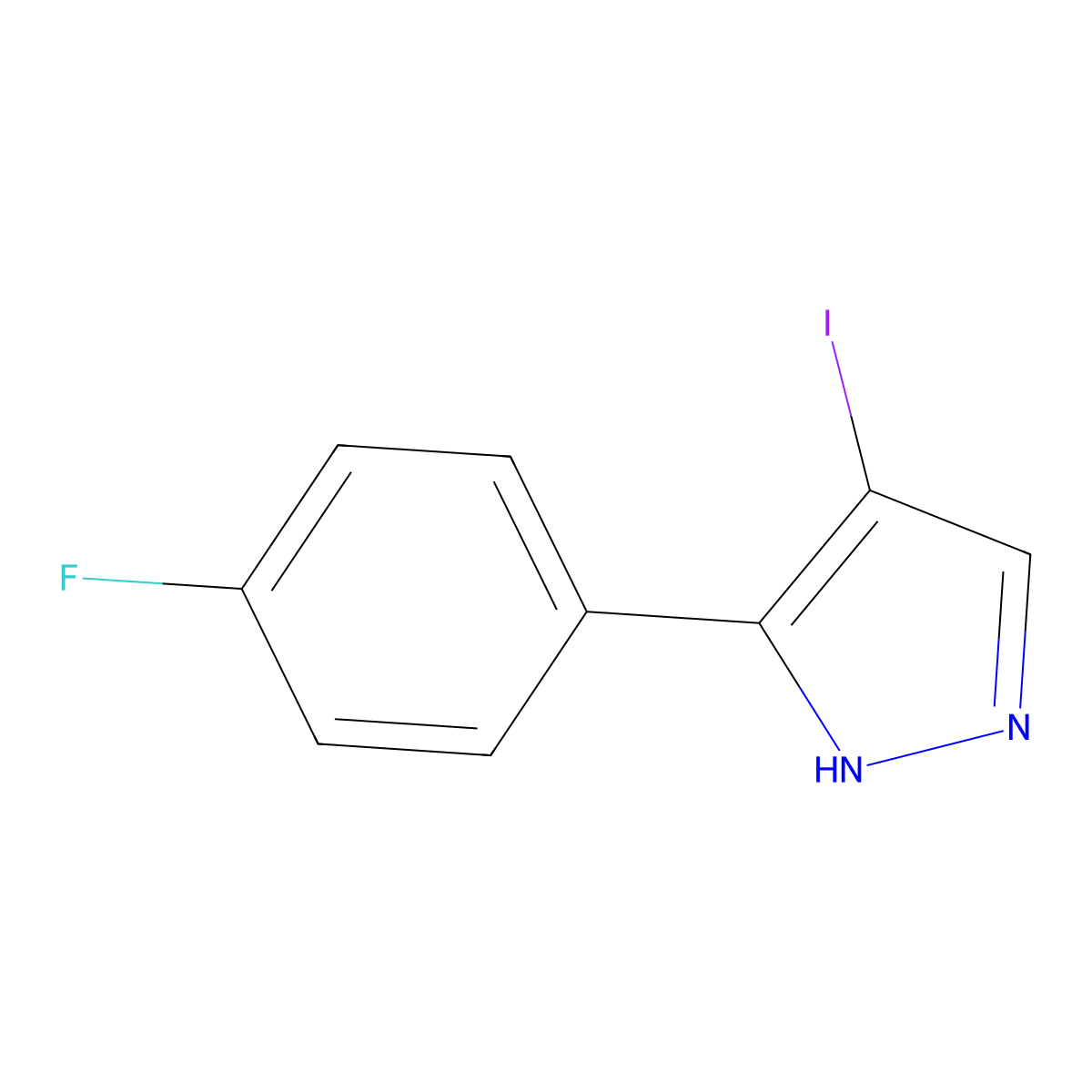 3-(4-Fluorophenyl)-4-iodo-1H-pyrazole molecular structure, CAS 1341604-83-8