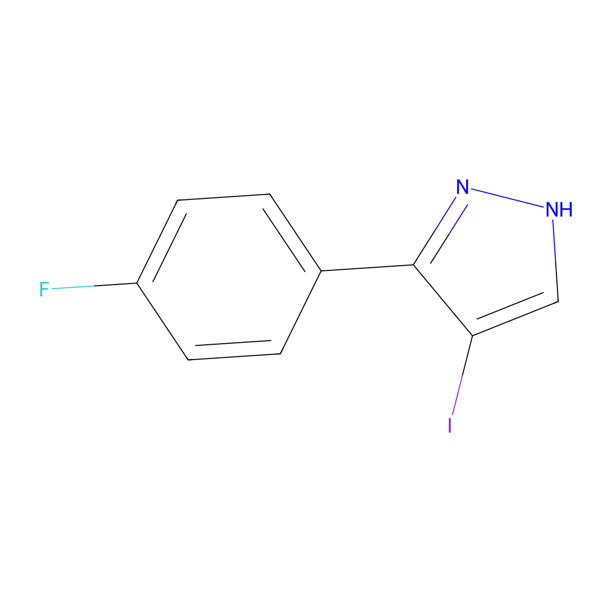 3-(4-Fluorophenyl)-4-iodo-1H-pyrazole molecular structure, CAS 1341604-83-8