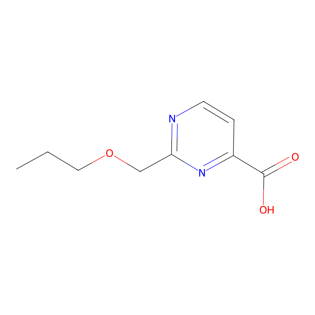 2-(Propoxymethyl)pyrimidine-4-carboxylic acid molecular structure, CAS 1341605-14-8