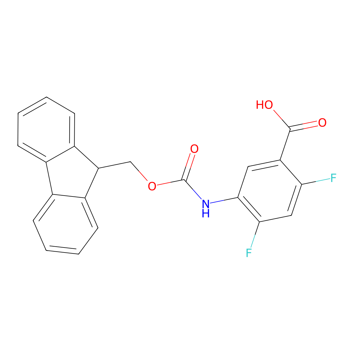 5-((((9h-Fluoren-9-yl)methoxy)carbonyl)amino)-2,4-difluorobenzoic acid molecular structure, CAS 1341609-04-8