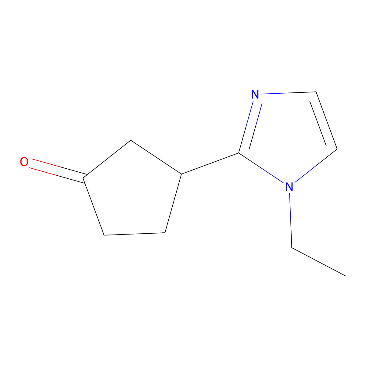 3-(1-ethyl-1H-imidazol-2-yl)cyclopentan-1-one molecular structure, CAS 1341611-18-4