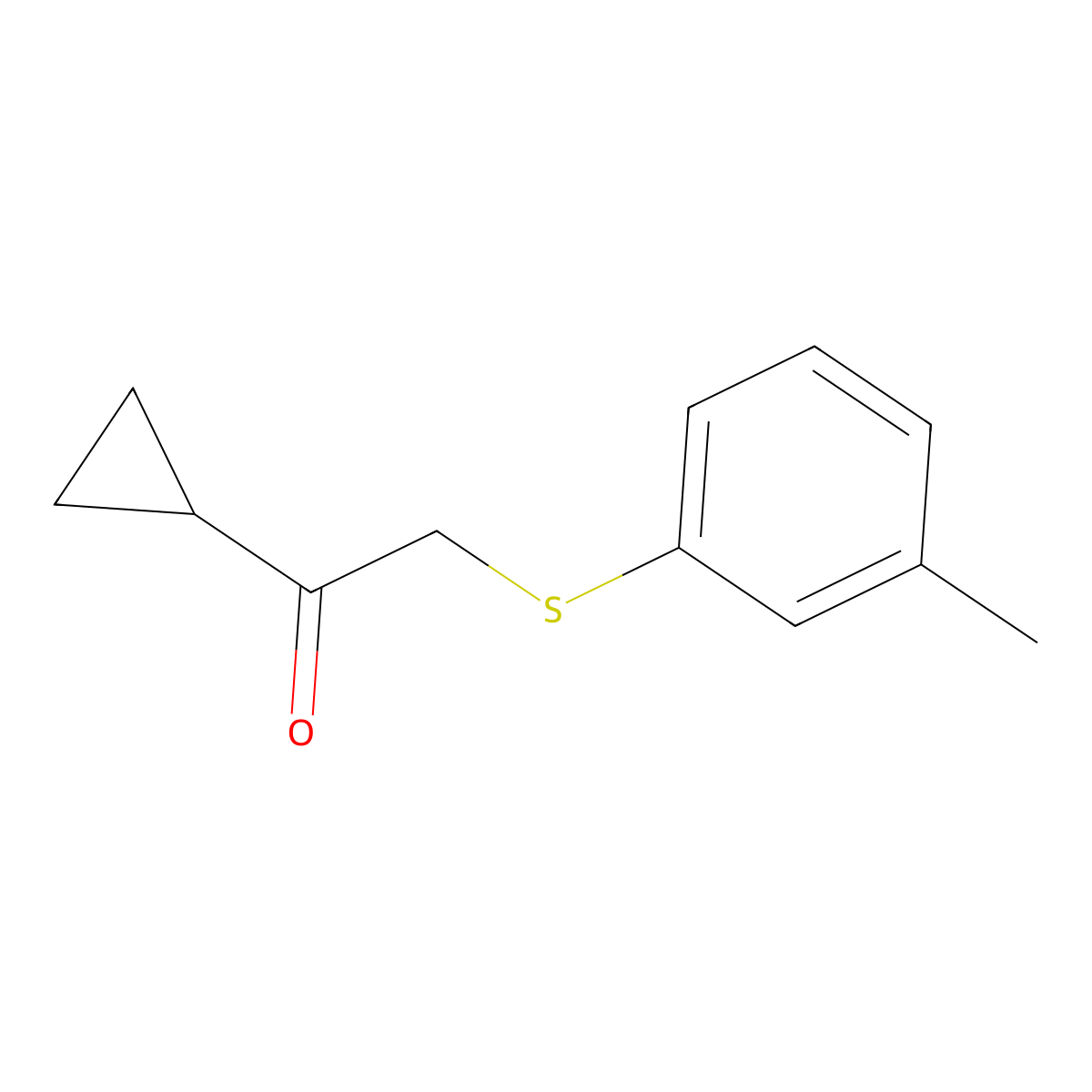 1-Cyclopropyl-2-(m-tolylthio)ethan-1-one molecular structure, CAS 1341613-40-8