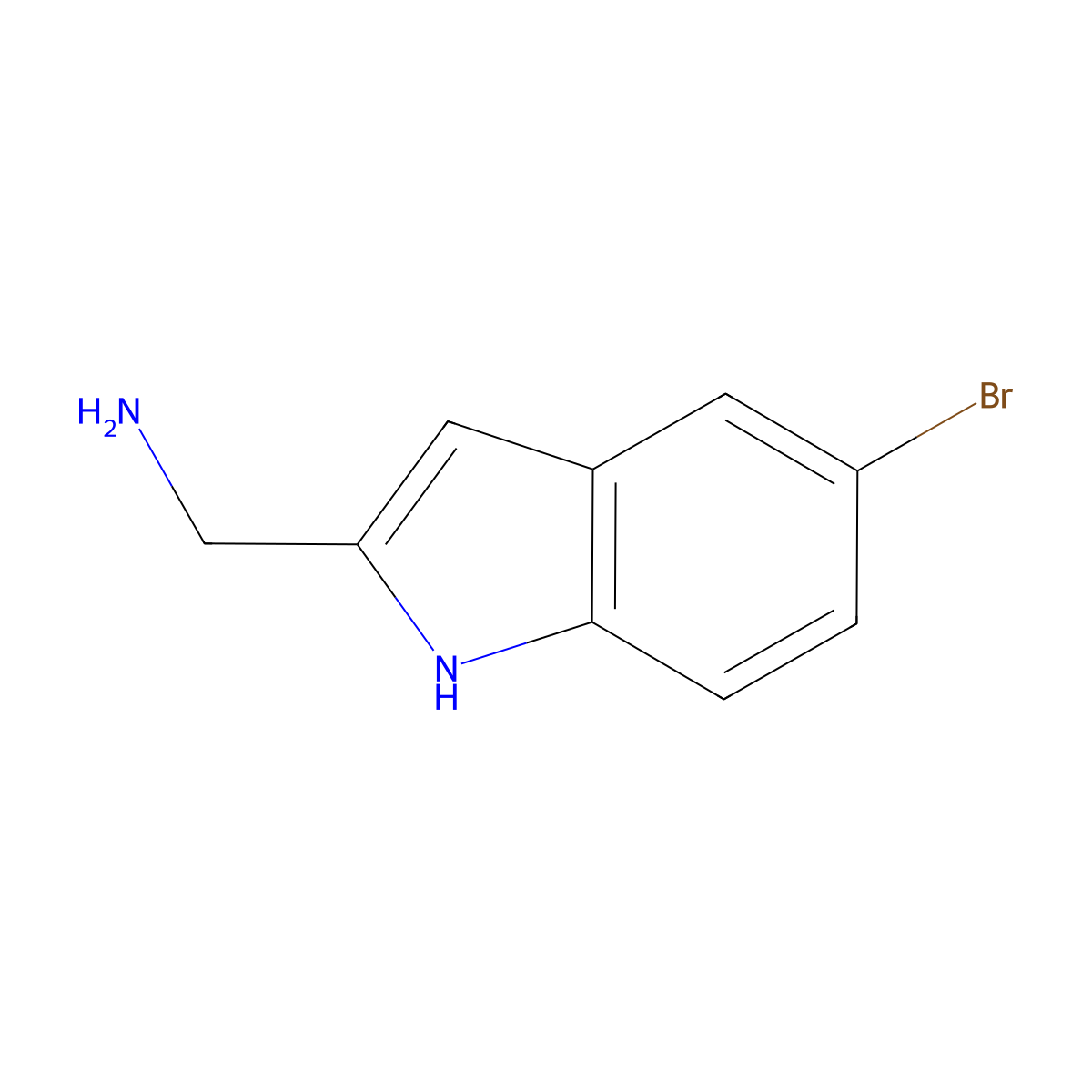 (5-bromo-1H-indol-2-yl)methanamine molecular structure, CAS 1341614-49-0