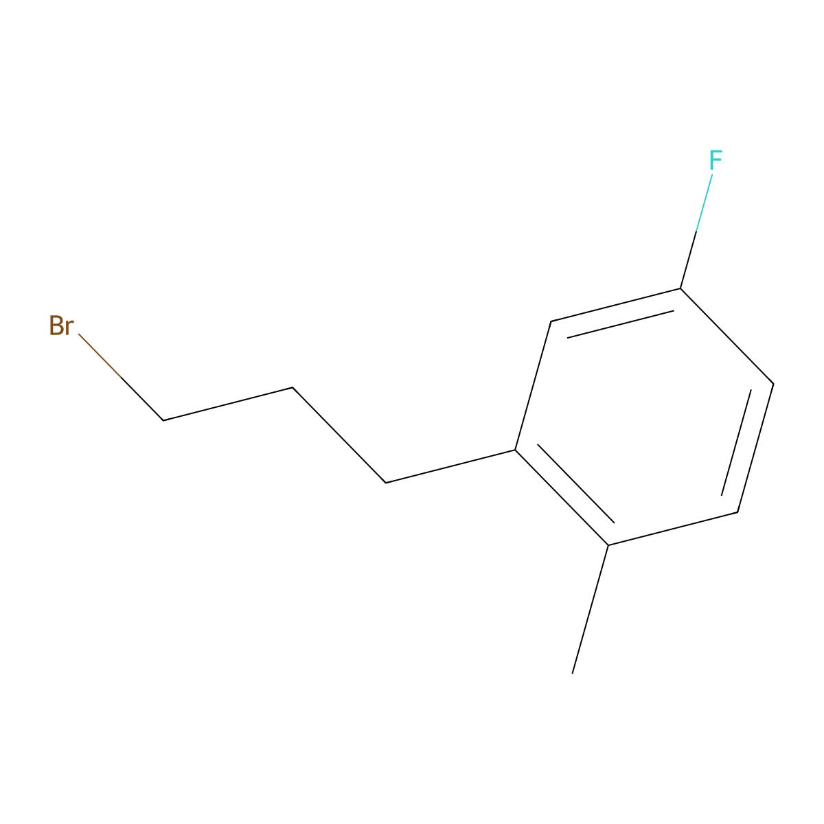 2-(3-Bromopropyl)-4-fluoro-1-methylbenzene molecular structure, CAS 1341615-29-9
