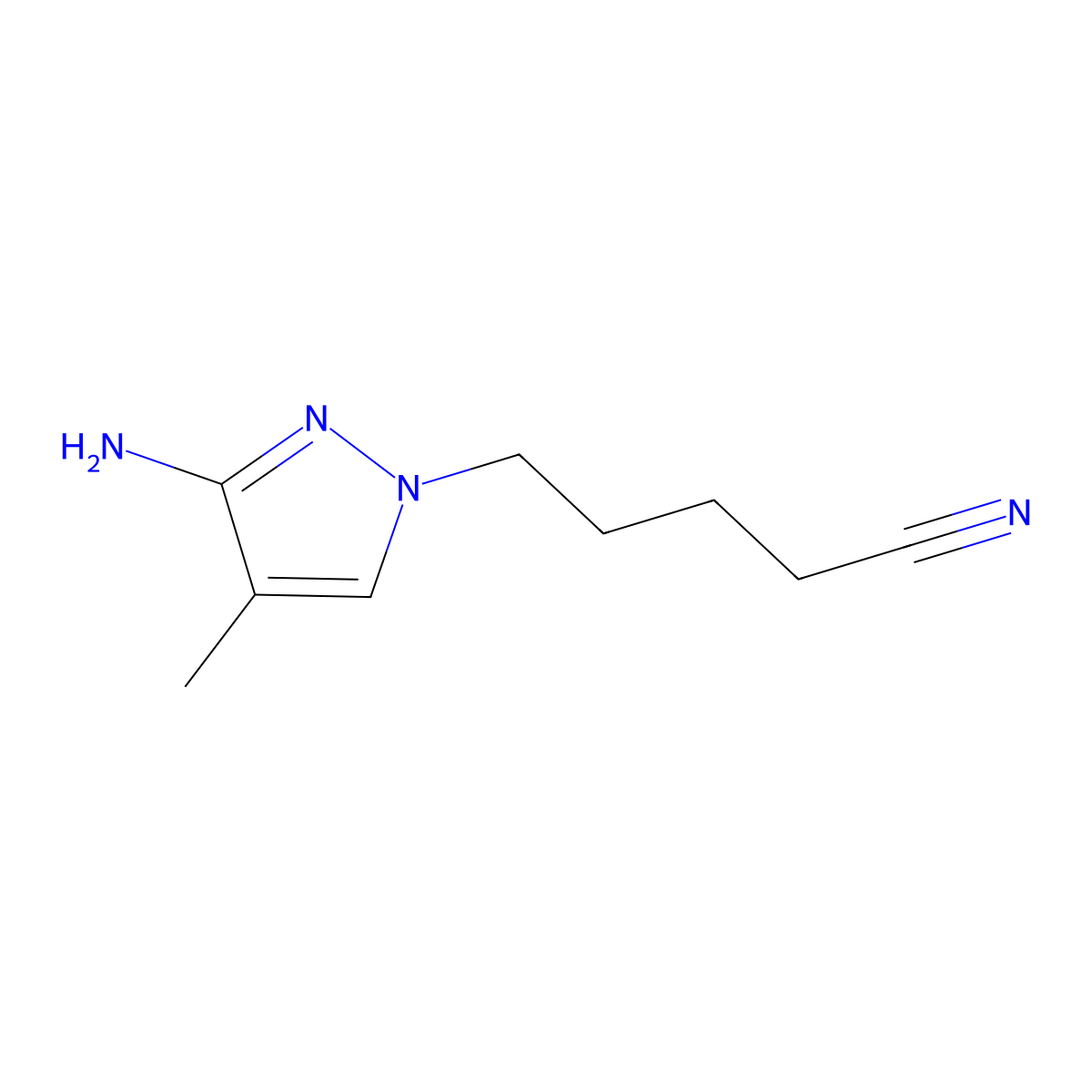 5-(3-Amino-4-methyl-1h-pyrazol-1-yl)pentanenitrile molecular structure, CAS 1341616-47-4