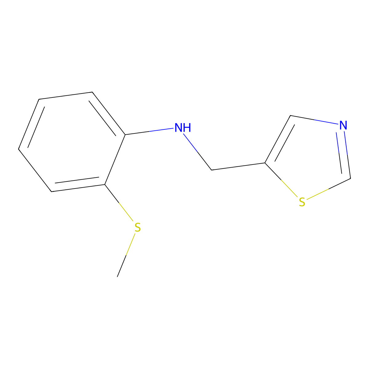 2-(methylsulfanyl)-N-[(1,3-thiazol-5-yl)methyl]aniline molecular structure, CAS 1341617-42-2