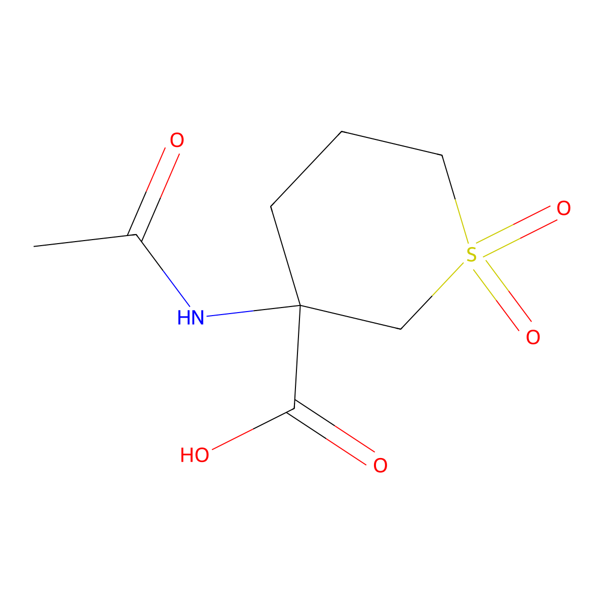 3-Acetamidotetrahydro-2h-thiopyran-3-carboxylic acid 1,1-dioxide molecular structure, CAS 1341622-76-1