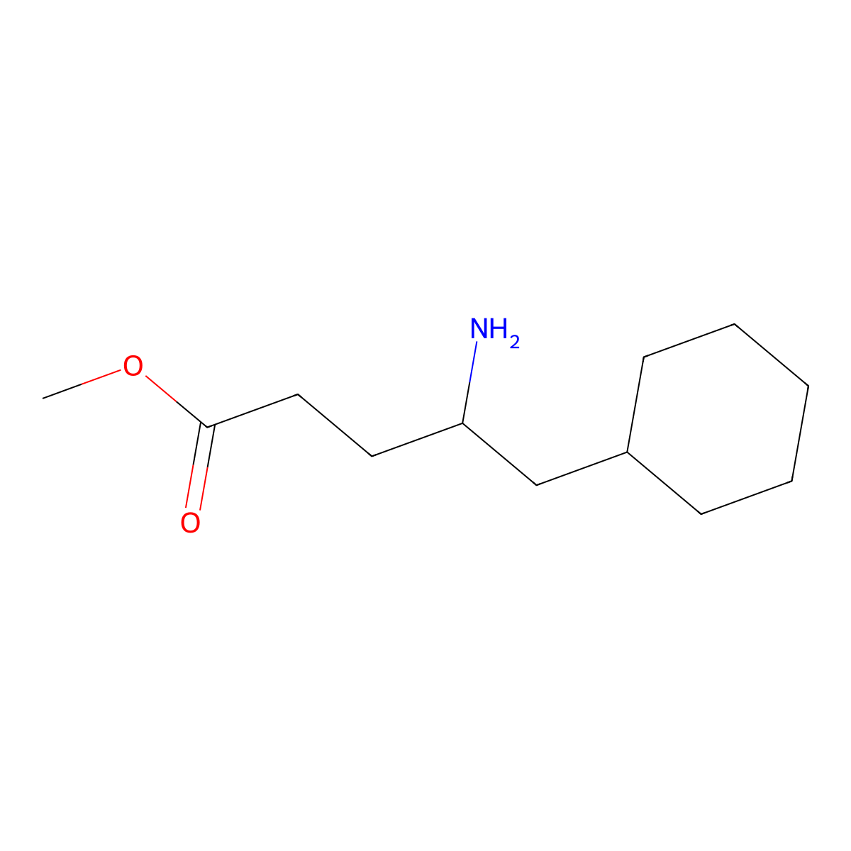 Methyl 4-amino-5-cyclohexylpentanoate molecular structure, CAS 1341623-63-9