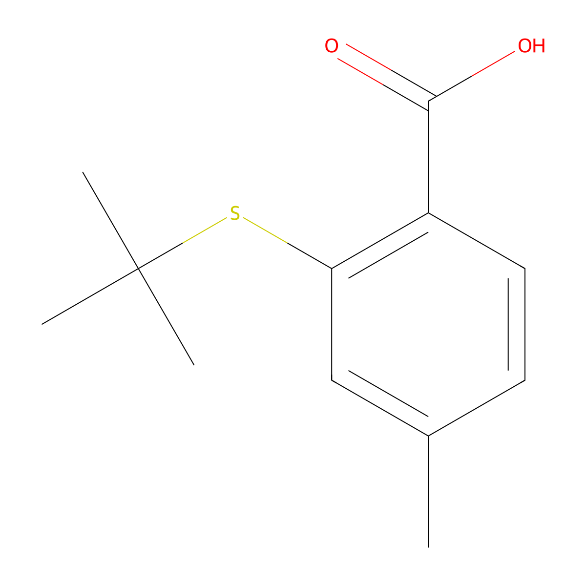 2-(Tert-butylthio)-4-methylbenzoic acid molecular structure, CAS 1341624-95-0