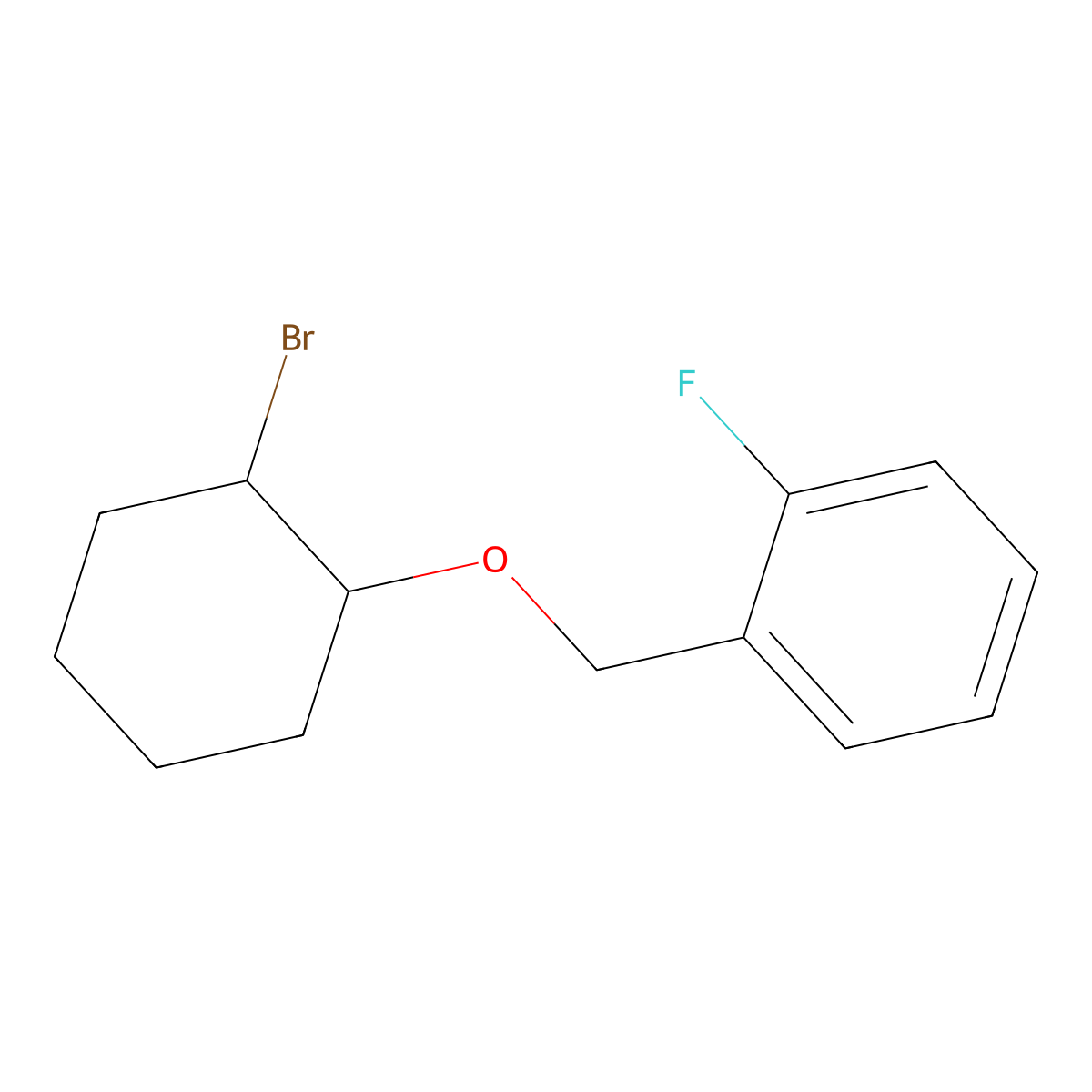 1-(((2-Bromocyclohexyl)oxy)methyl)-2-fluorobenzene molecular structure, CAS 1341626-29-6