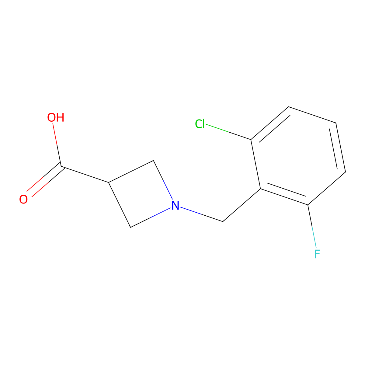 1-[(2-Chloro-6-fluorophenyl)methyl]azetidine-3-carboxylic acid molecular structure, CAS 1341627-93-7