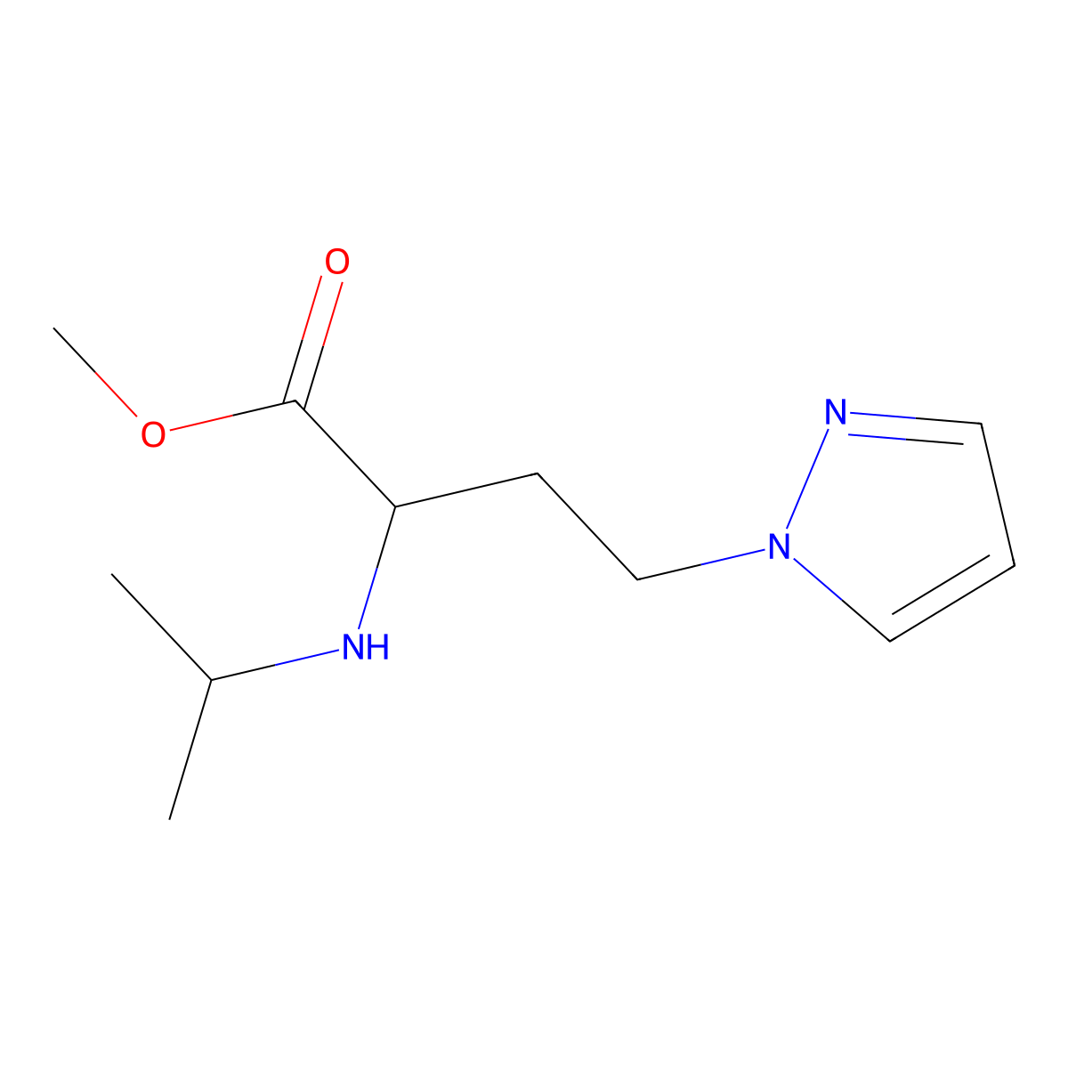 Methyl 2-(isopropylamino)-4-(1h-pyrazol-1-yl)butanoate molecular structure, CAS 1341628-10-1