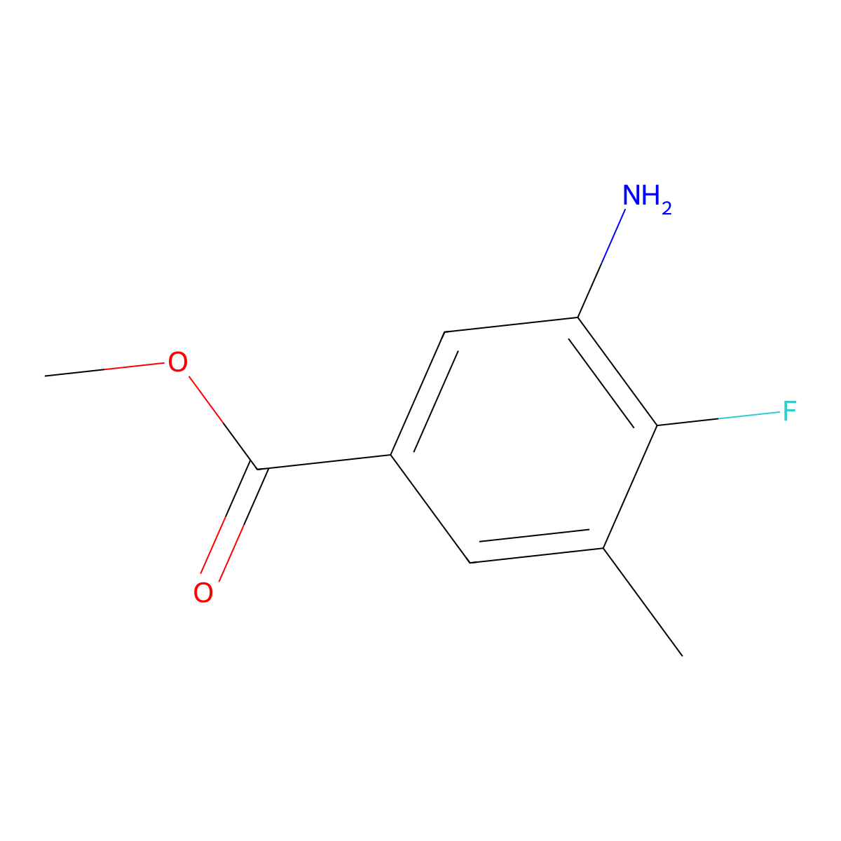 Methyl 3-amino-4-fluoro-5-methylbenzoate molecular structure, CAS 1341628-97-4
