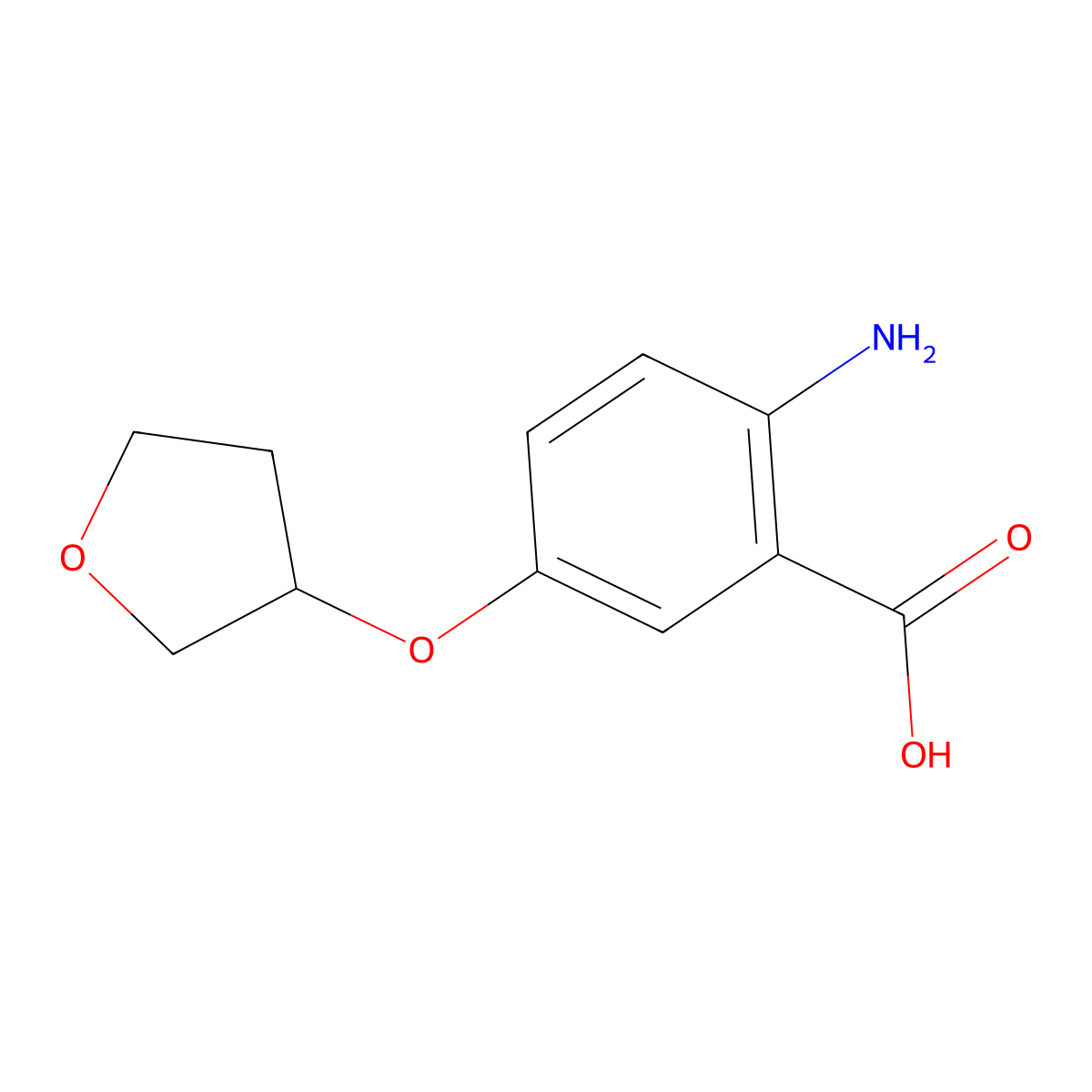 2-Amino-5-(oxolan-3-yloxy)benzoic acid molecular structure, CAS 1341628-99-6