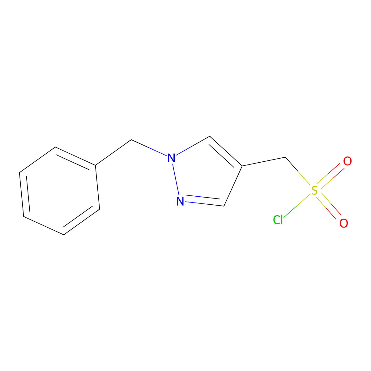 (1-Benzyl-1H-pyrazol-4-YL)methanesulfonyl chloride molecular structure, CAS 1341634-39-6