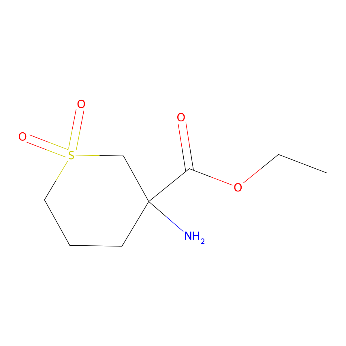 Ethyl 3-aminotetrahydro-2H-thiopyran-3-carboxylate 1,1-dioxide molecular structure, CAS 1341635-19-5