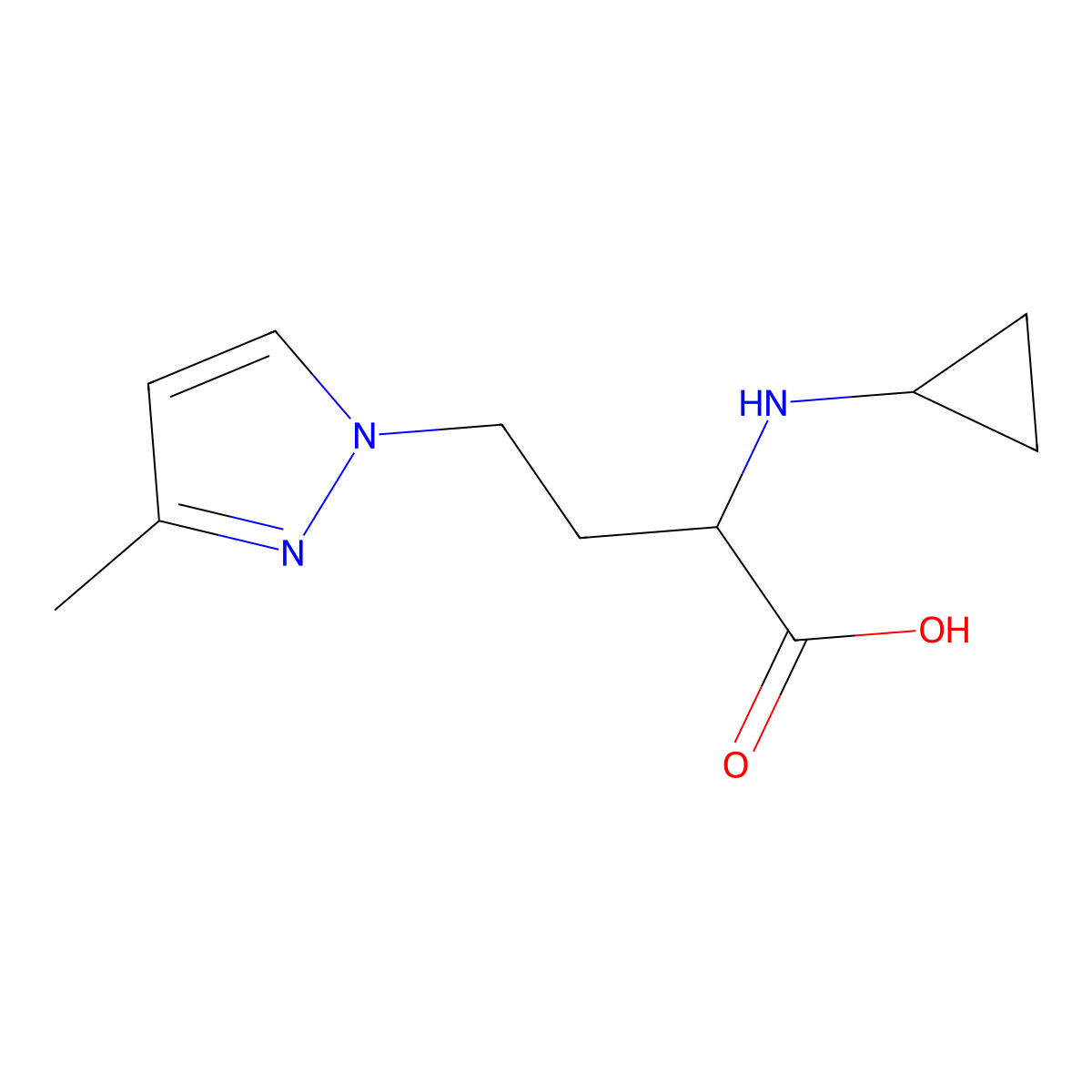 2-(Cyclopropylamino)-4-(3-methyl-1h-pyrazol-1-yl)butanoic acid molecular structure, CAS 1341635-59-3