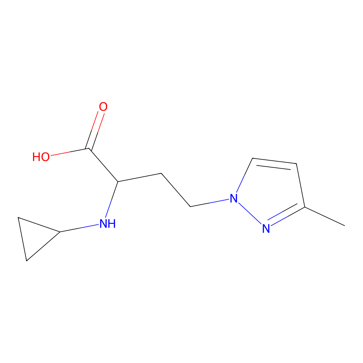 2-(Cyclopropylamino)-4-(3-methyl-1h-pyrazol-1-yl)butanoic acid molecular structure, CAS 1341635-59-3