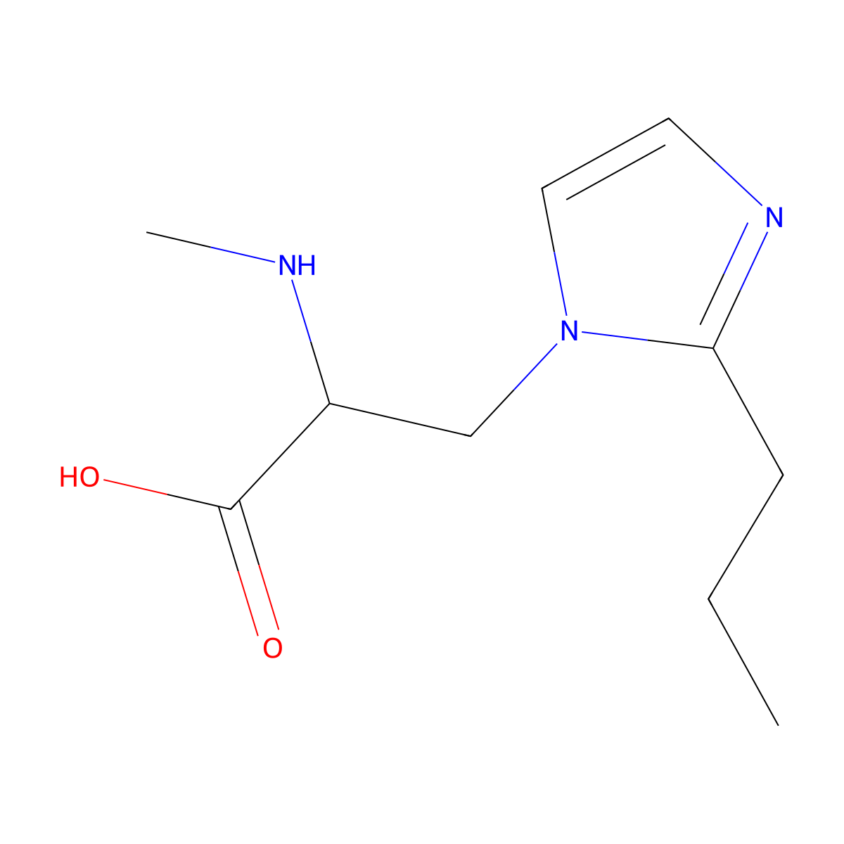 2-(Methylamino)-3-(2-propyl-1h-imidazol-1-yl)propanoic acid molecular structure, CAS 1341636-94-9