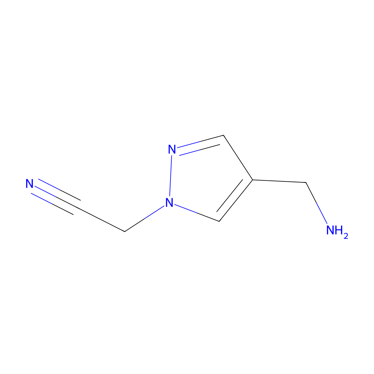 2-(4-(Aminomethyl)-1H-pyrazol-1-yl)acetonitrile molecular structure, CAS 1341637-47-5