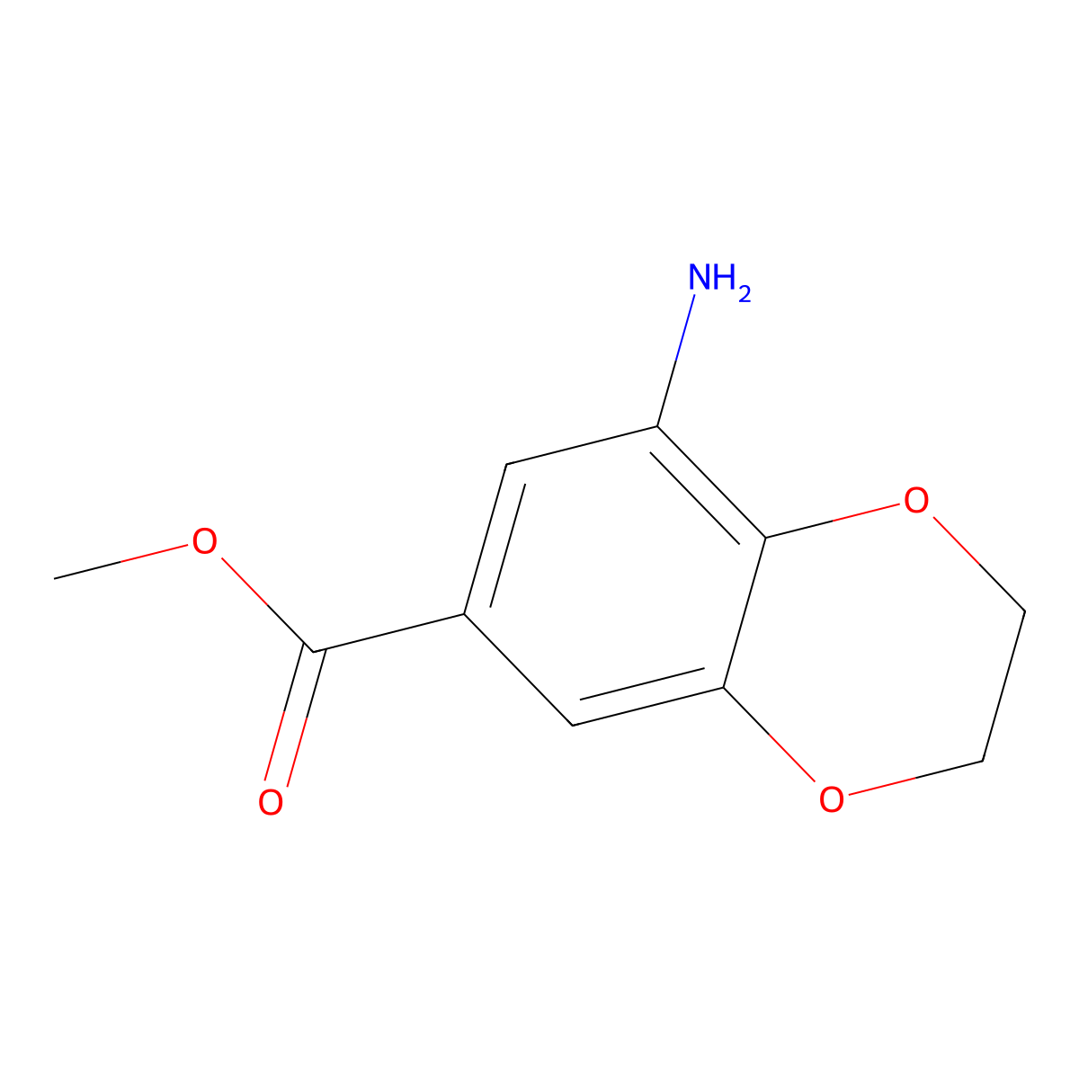 Methyl 8-amino-2,3-dihydro-1,4-benzodioxine-6-carboxylate molecular structure, CAS 1341638-21-8