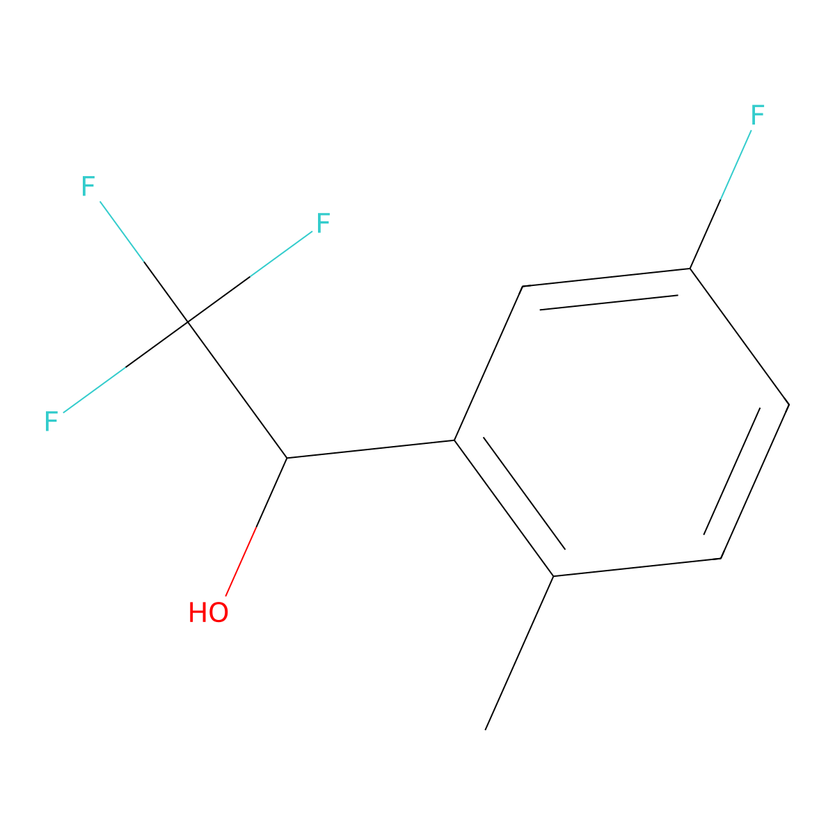 2,2,2-Trifluoro-1-(5-fluoro-2-methylphenyl)ethan-1-ol molecular structure, CAS 1341639-61-9