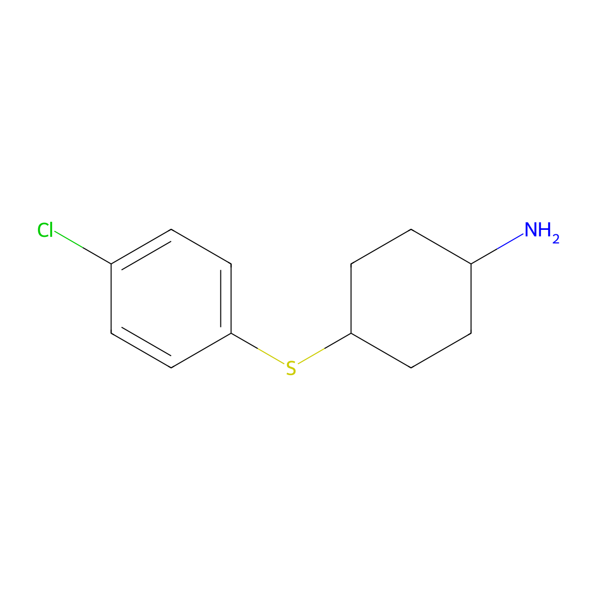 4-[(4-Chlorophenyl)sulfanyl]cyclohexan-1-amine molecular structure, CAS 1341640-24-1