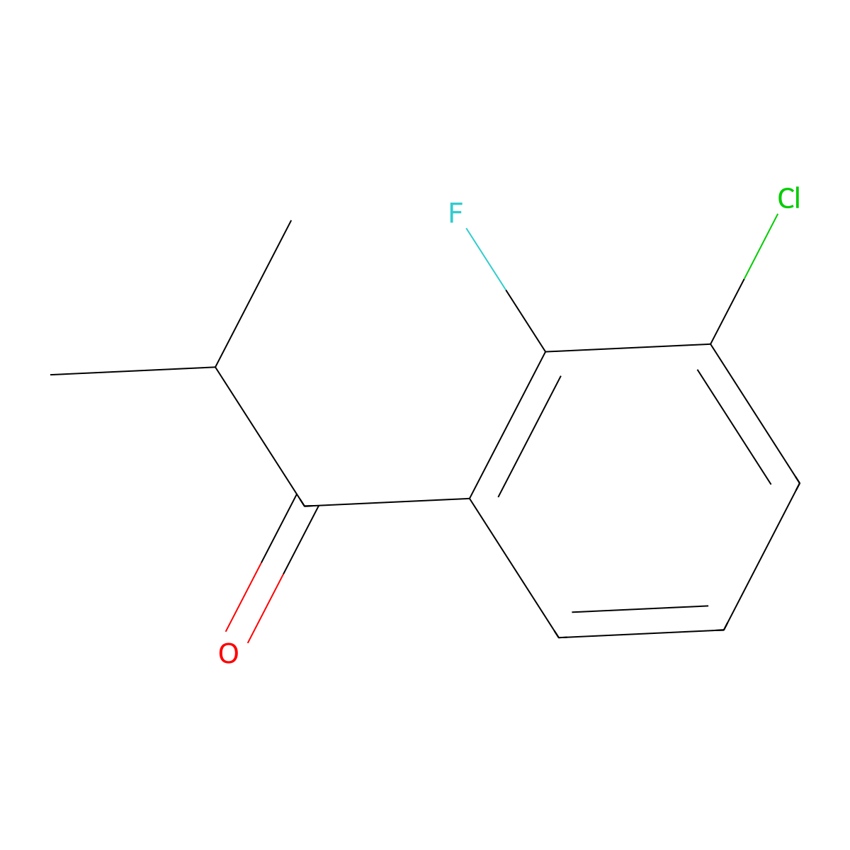1-(3-Chloro-2-fluorophenyl)-2-methylpropan-1-one molecular structure, CAS 1341641-88-0