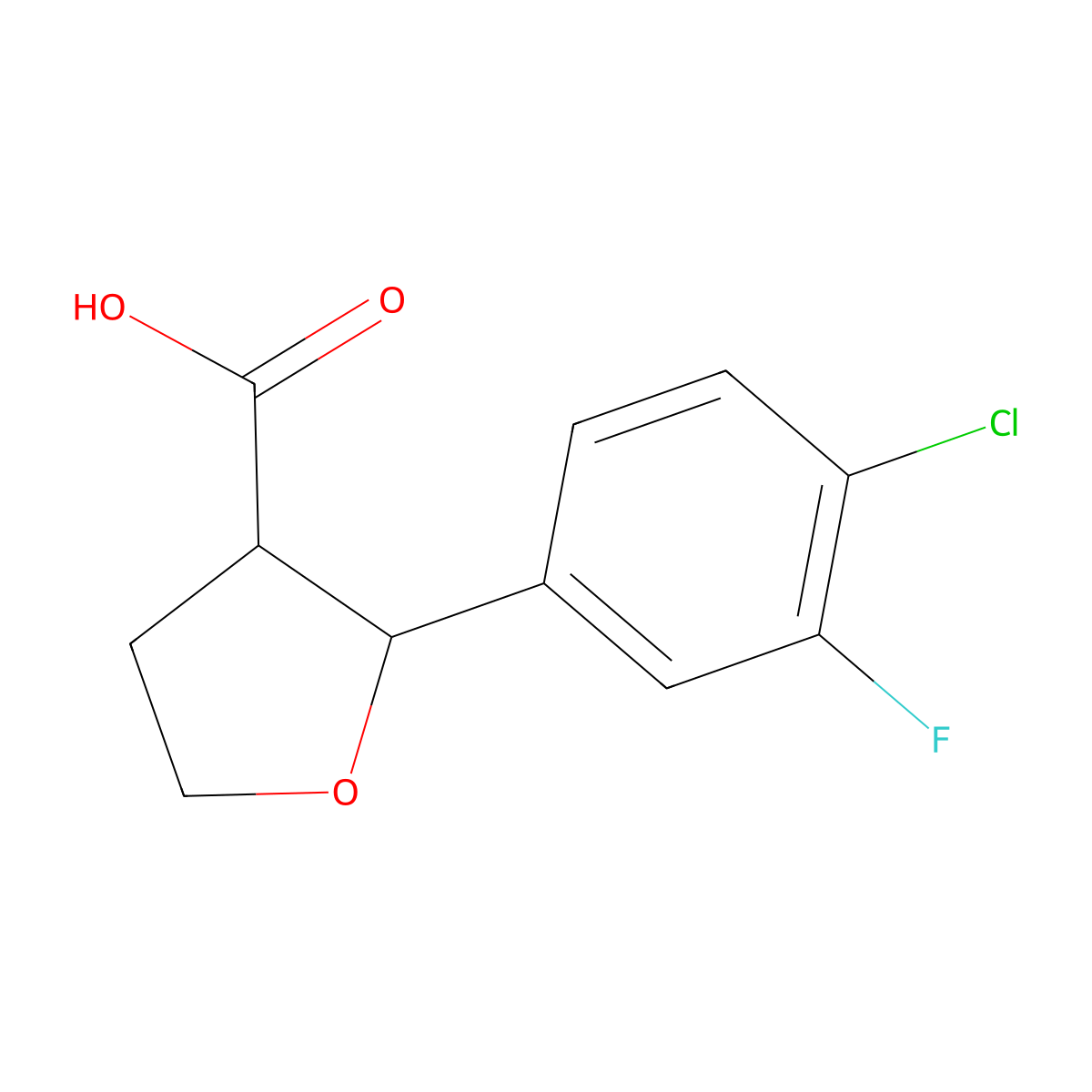 2-(4-Chloro-3-fluorophenyl)oxolane-3-carboxylic acid molecular structure, CAS 1341645-71-3