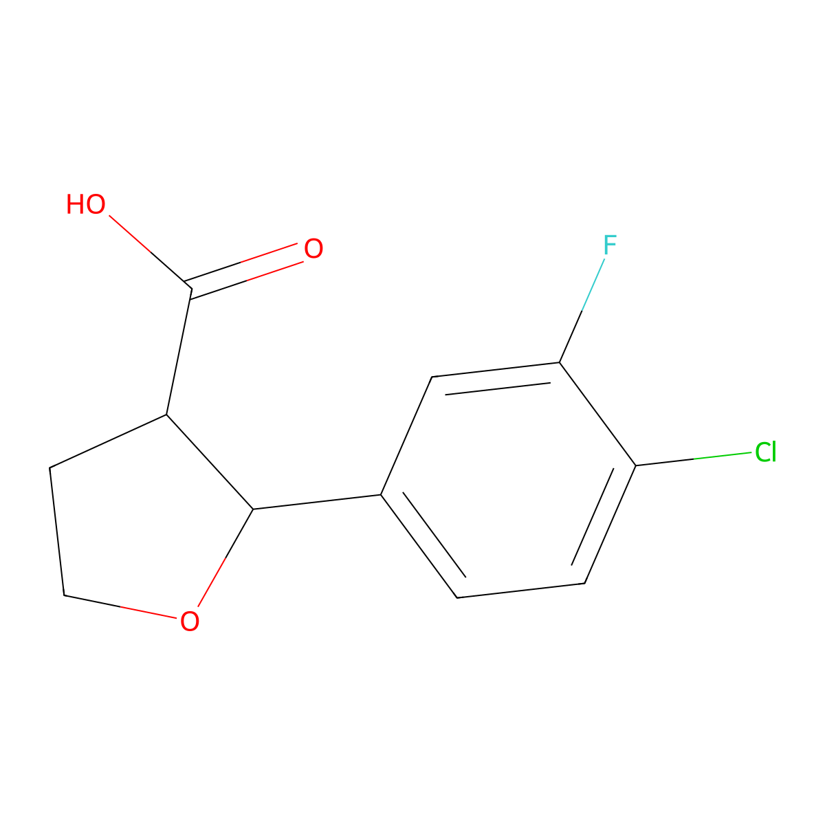 2-(4-Chloro-3-fluorophenyl)oxolane-3-carboxylic acid molecular structure, CAS 1341645-71-3