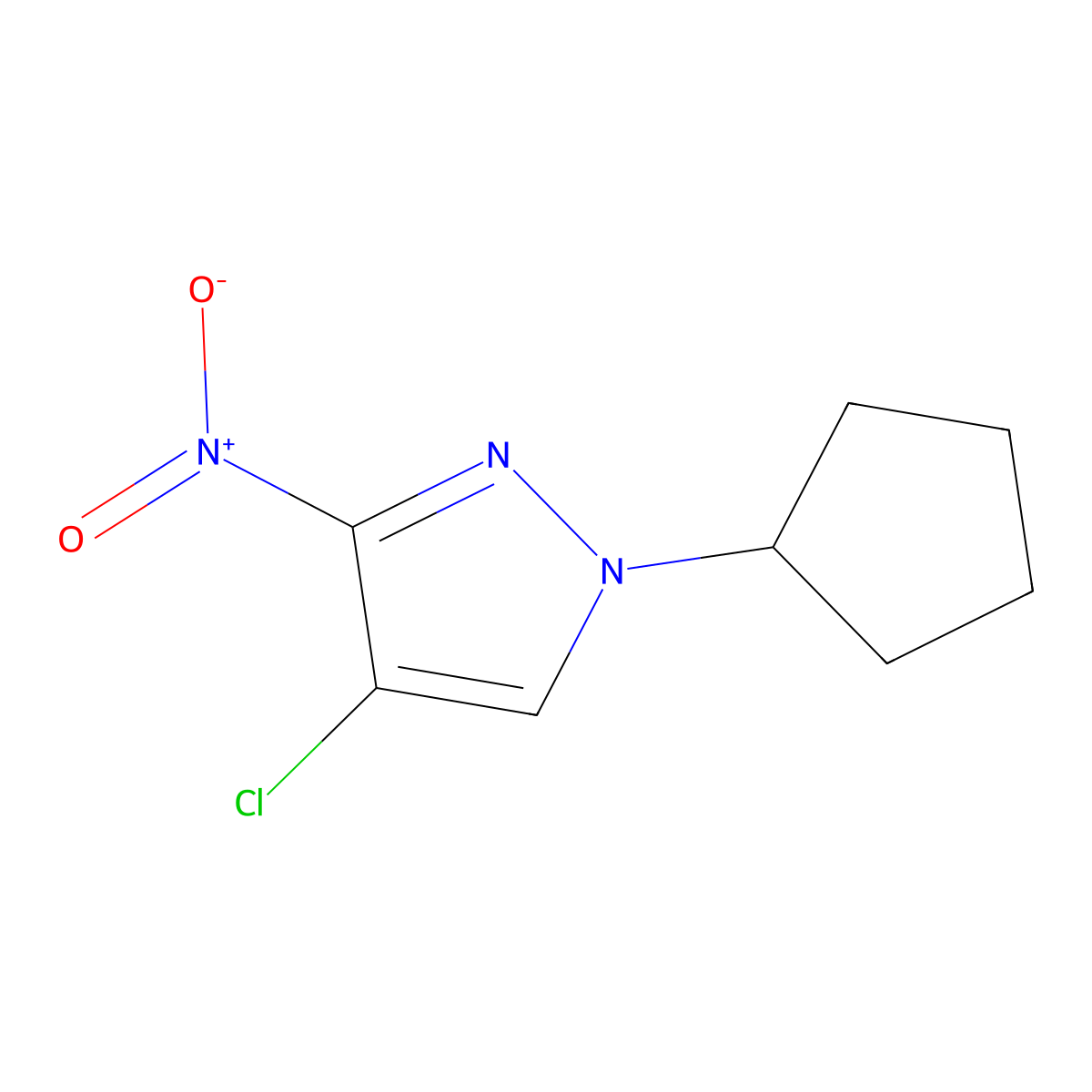 4-chloro-1-cyclopentyl-3-nitro-1H-pyrazole molecular structure, CAS 1341648-03-0