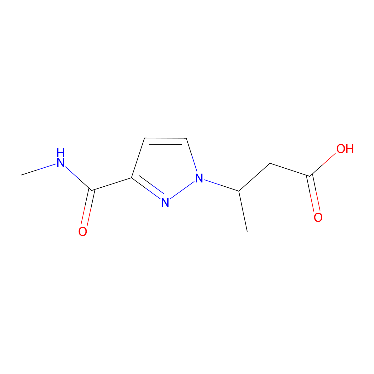 3-[3-(Methylcarbamoyl)pyrazol-1-yl]butanoic acid molecular structure, CAS 1341649-33-9