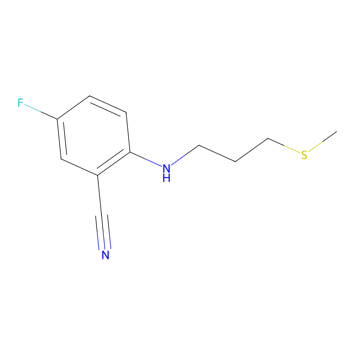 5-Fluoro-2-{[3-(methylsulfanyl)propyl]amino}benzonitrile molecular structure, CAS 1341650-94-9