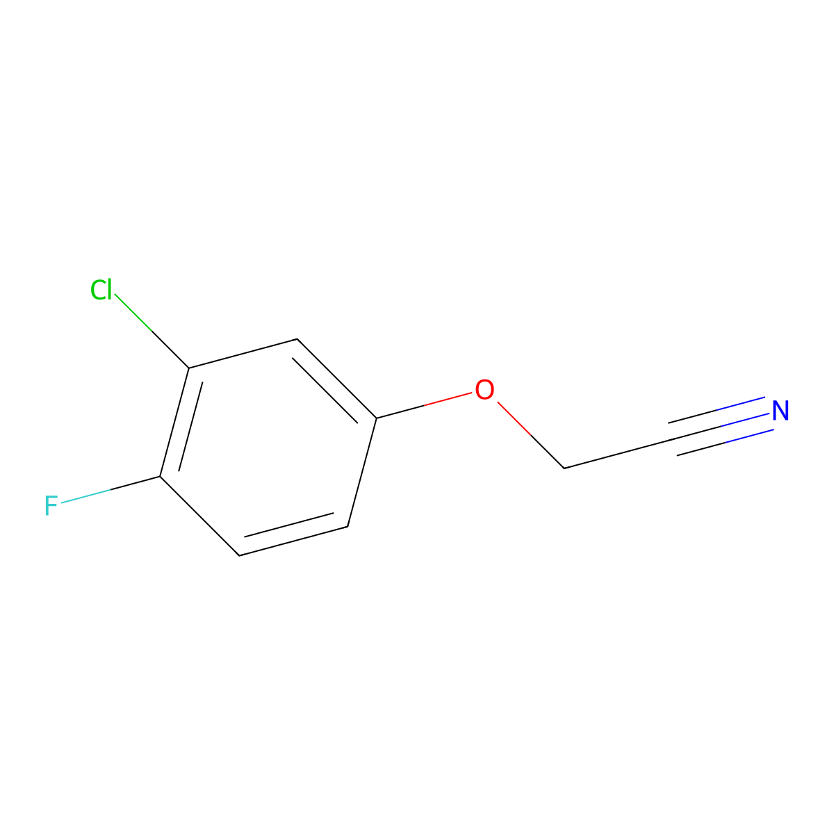 2-(3-Chloro-4-fluorophenoxy)acetonitrile molecular structure, CAS 1341652-79-6