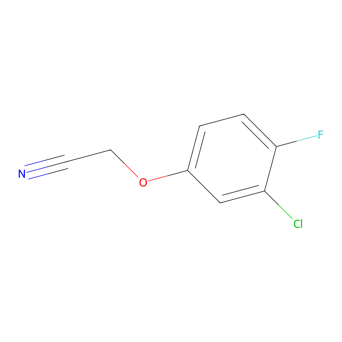 2-(3-Chloro-4-fluorophenoxy)acetonitrile molecular structure, CAS 1341652-79-6