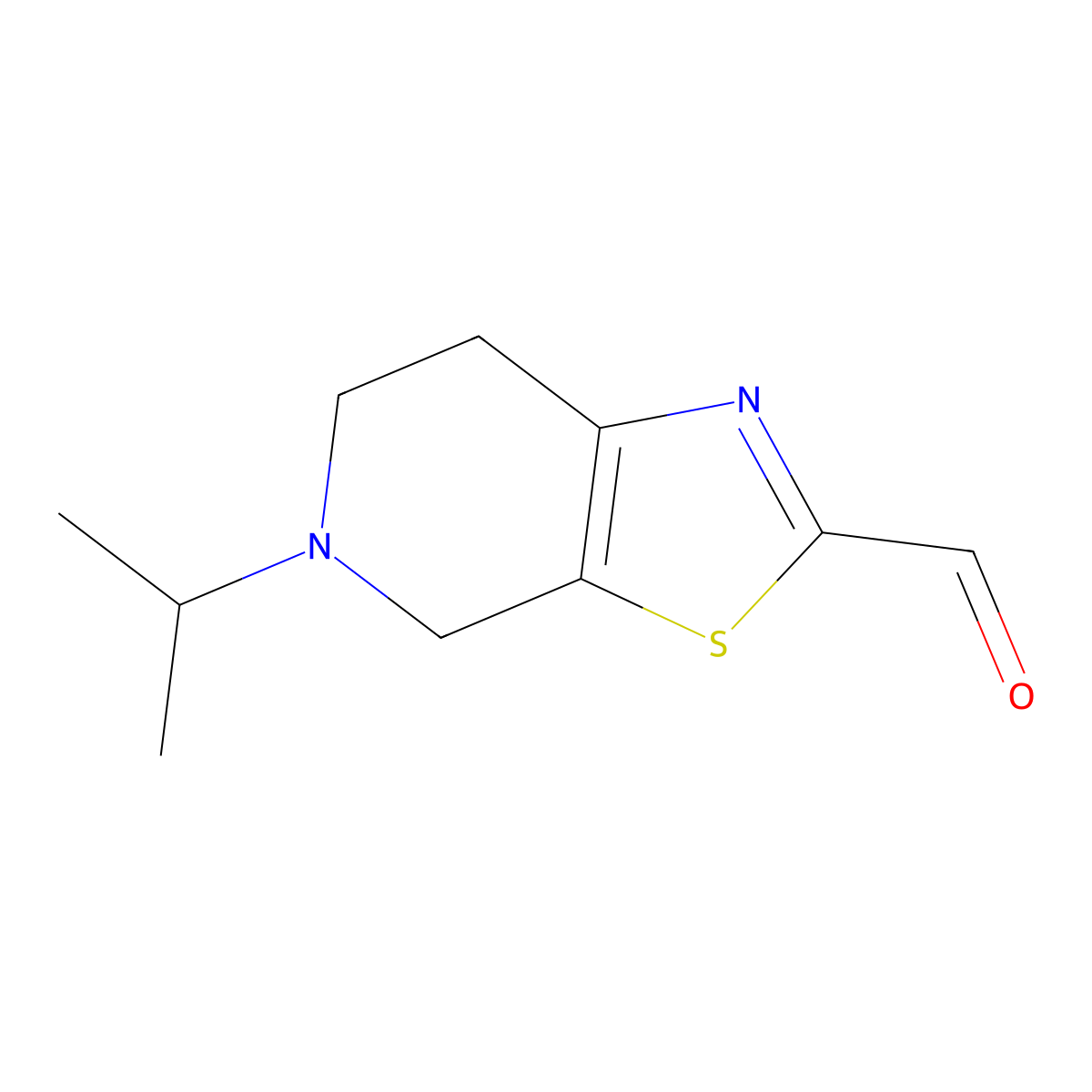 5-(propan-2-yl)-4H,5H,6H,7H-(1,3)thiazolo(5,4-c)pyridine-2-carbaldehyde molecular structure, CAS 1341653-34-6