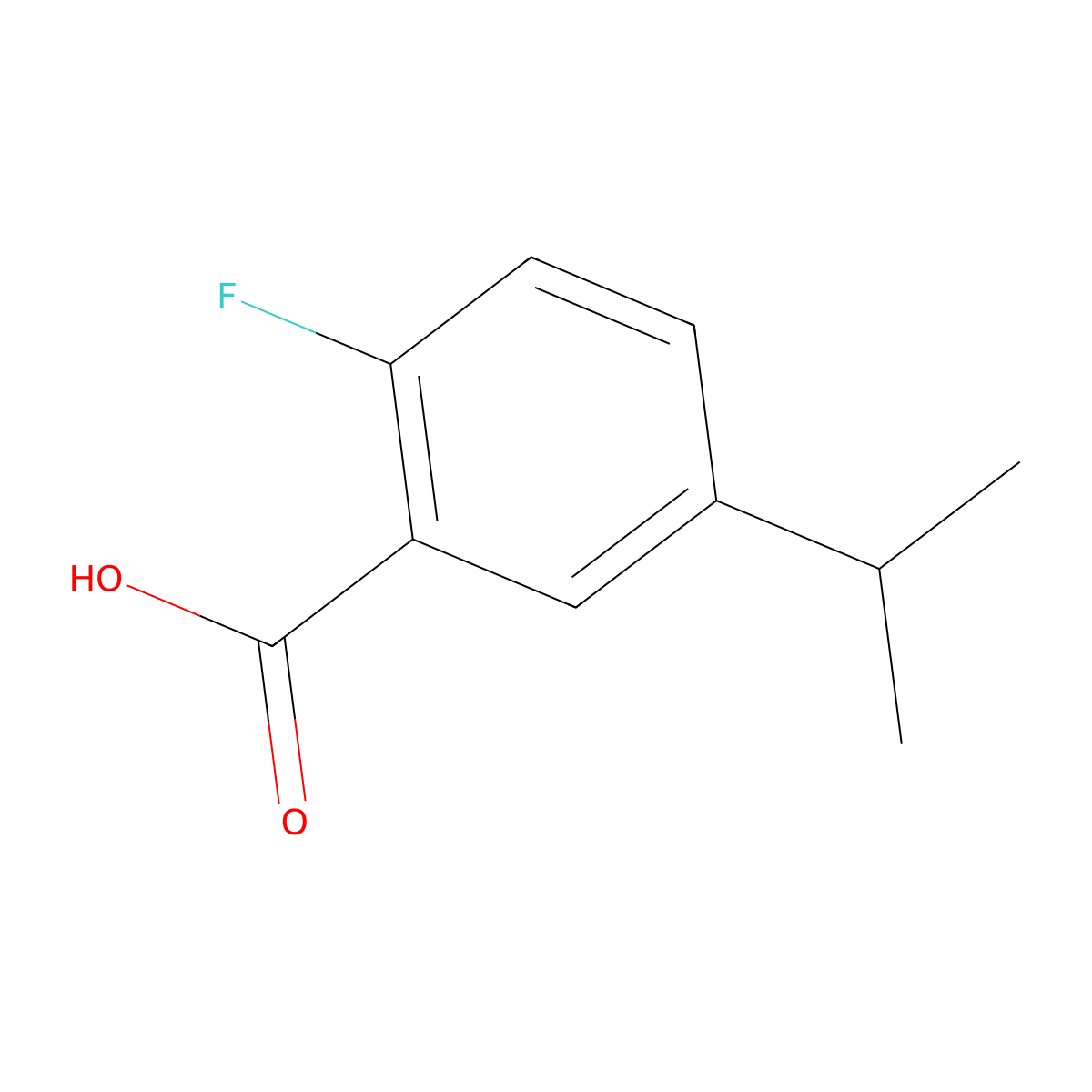 2-Fluoro-5-(propan-2-yl)benzoic acid molecular structure, CAS 1341654-82-7