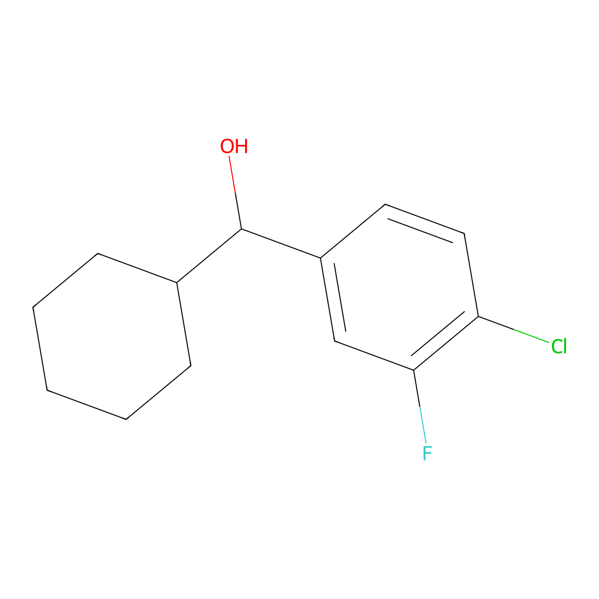 (4-Chloro-3-fluorophenyl)(cyclohexyl)methanol molecular structure, CAS 1341655-63-7