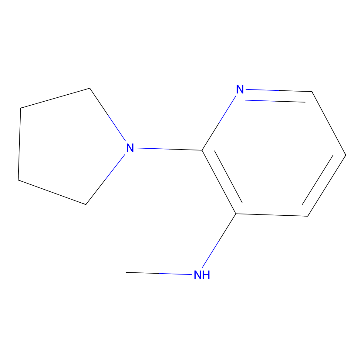 N-methyl-2-(pyrrolidin-1-yl)pyridin-3-amine molecular structure, CAS 1341659-86-6