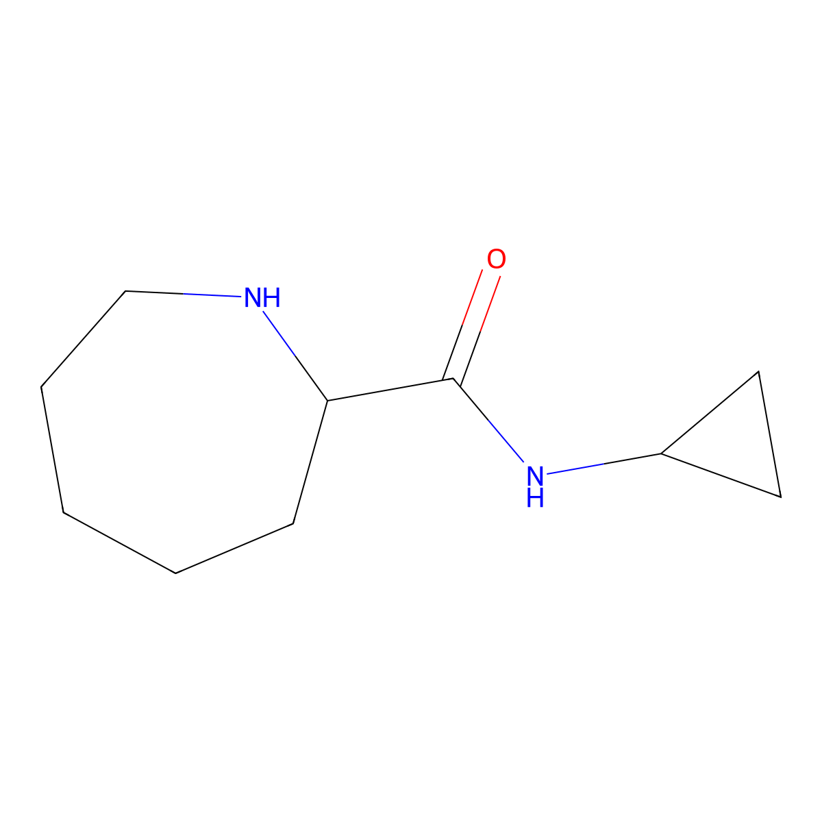 N-cyclopropylazepane-2-carboxamide molecular structure, CAS 1341665-07-3