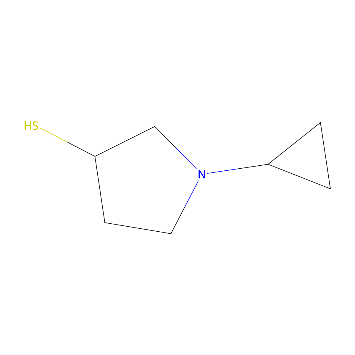 1-Cyclopropylpyrrolidine-3-thiol molecular structure, CAS 1341667-53-5