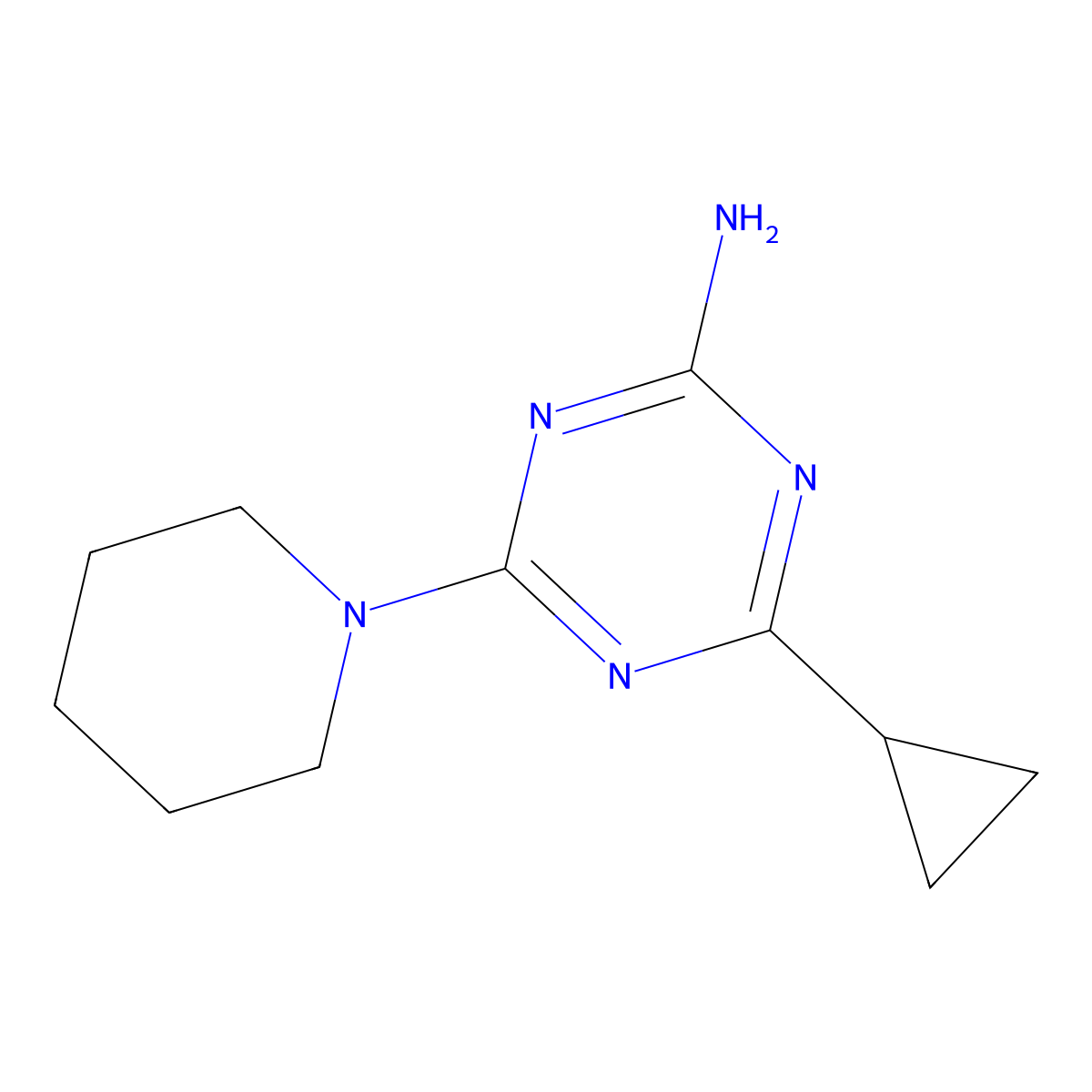 4-Cyclopropyl-6-(piperidin-1-yl)-1,3,5-triazin-2-amine molecular structure, CAS 1341669-53-1