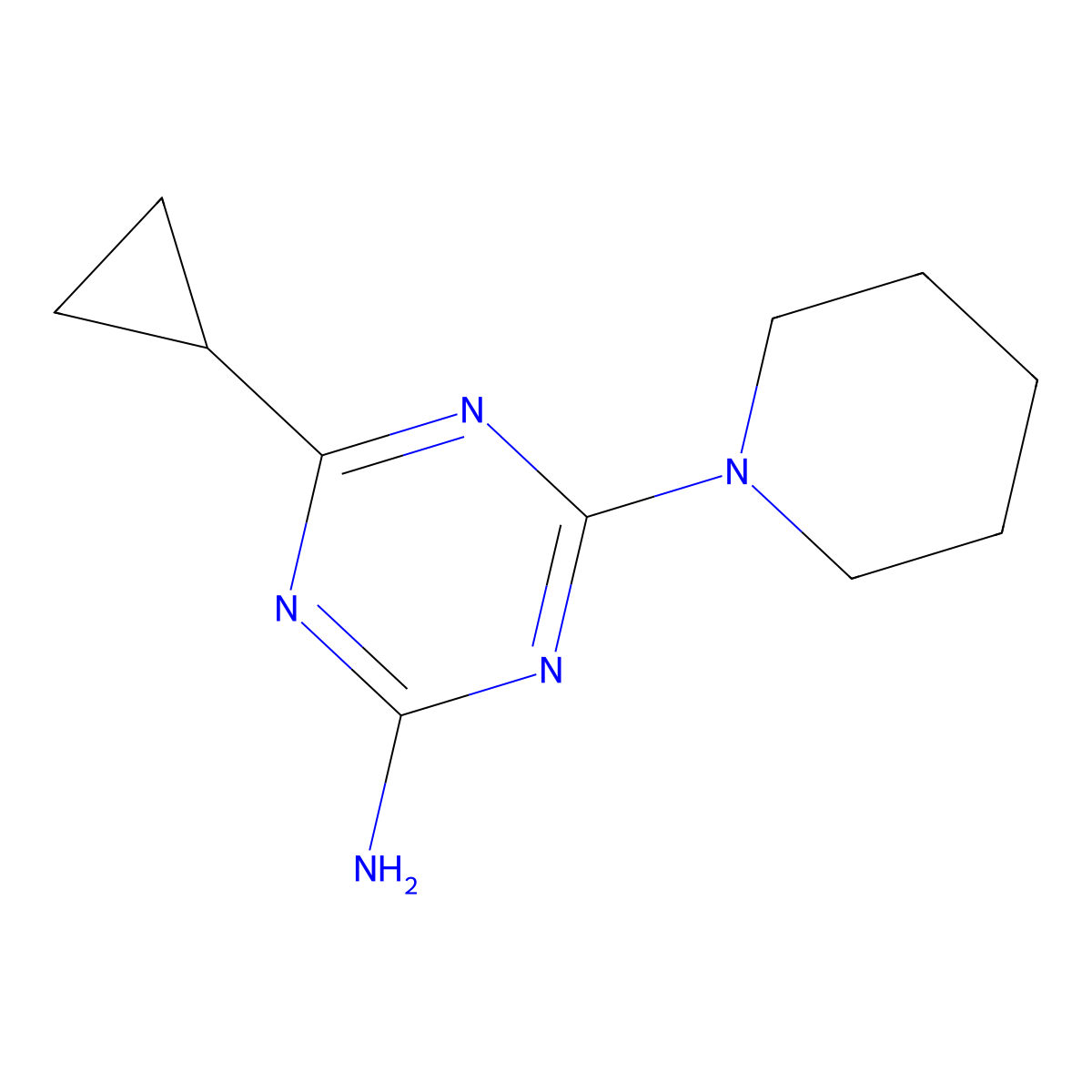 4-Cyclopropyl-6-(piperidin-1-yl)-1,3,5-triazin-2-amine molecular structure, CAS 1341669-53-1