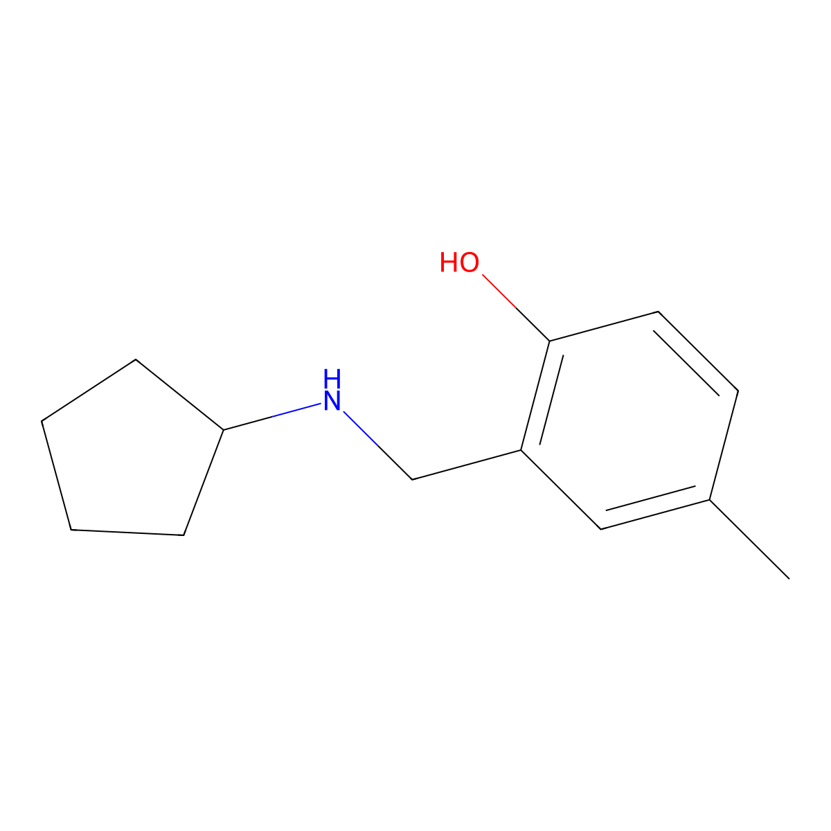 2-[(Cyclopentylamino)methyl]-4-methylphenol molecular structure, CAS 1341669-90-6