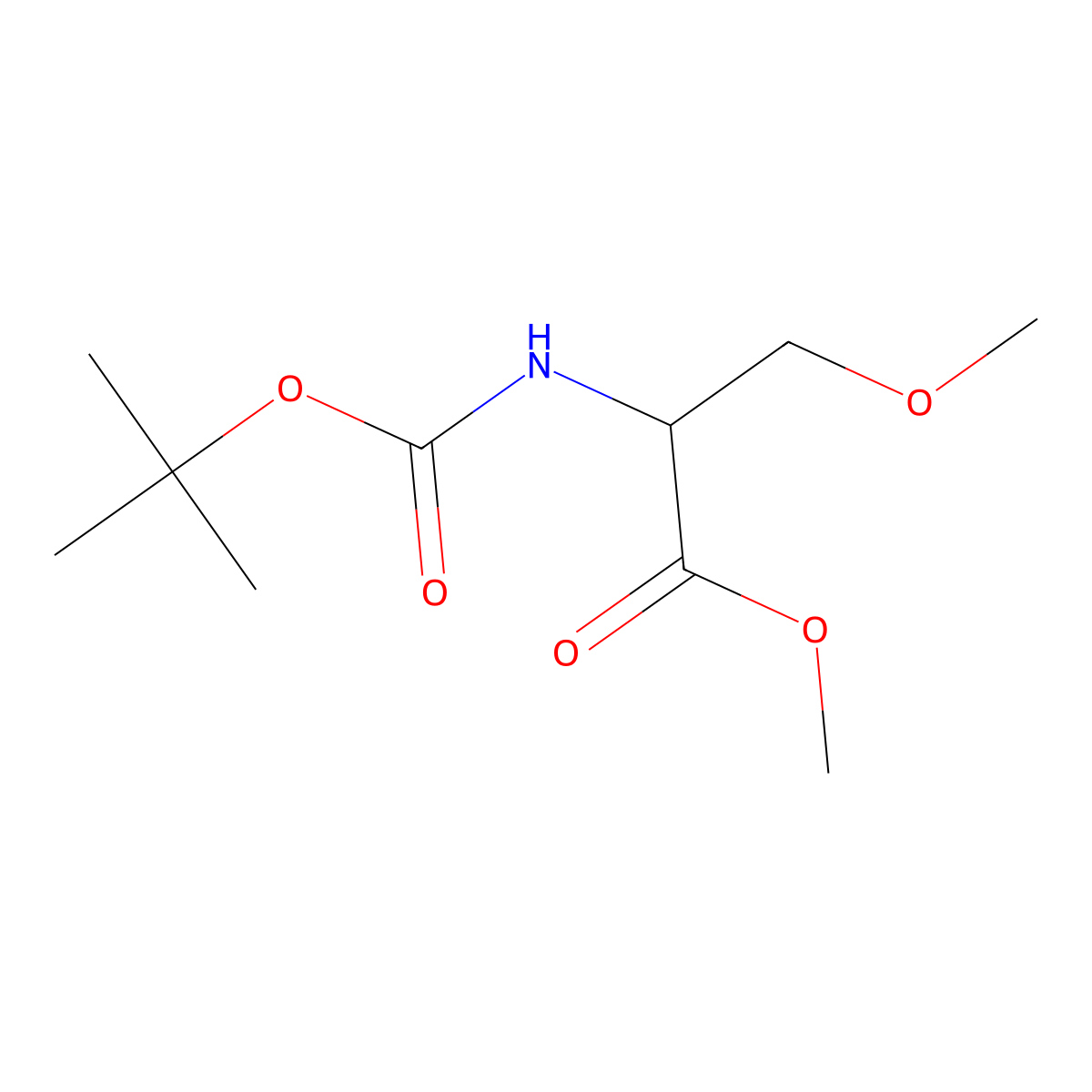 Methyl N-(tert-butoxycarbonyl)-O-methyl-L-serinate molecular structure, CAS 134167-07-0