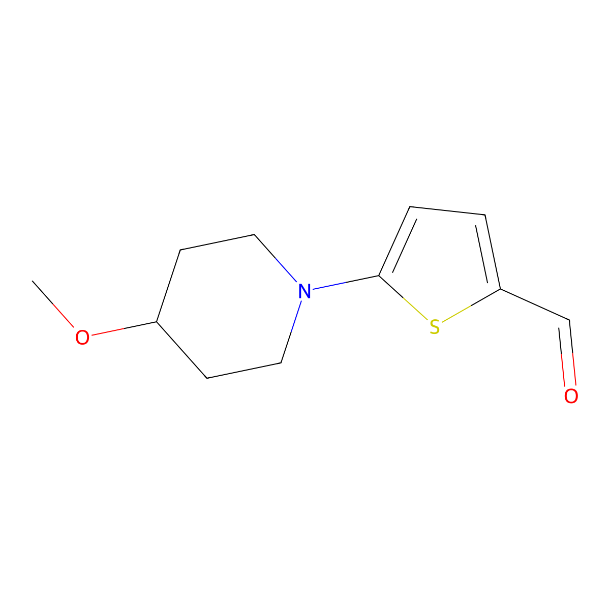 5-(4-Methoxypiperidin-1-yl)thiophene-2-carbaldehyde molecular structure, CAS 1341672-07-8