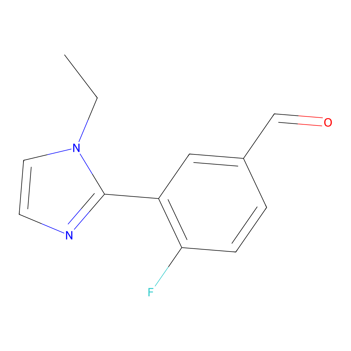 3-(1-Ethyl-1h-imidazol-2-yl)-4-fluorobenzaldehyde molecular structure, CAS 1341674-98-3
